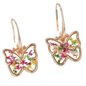 Butterfly Dried Flower Pendant Earrings